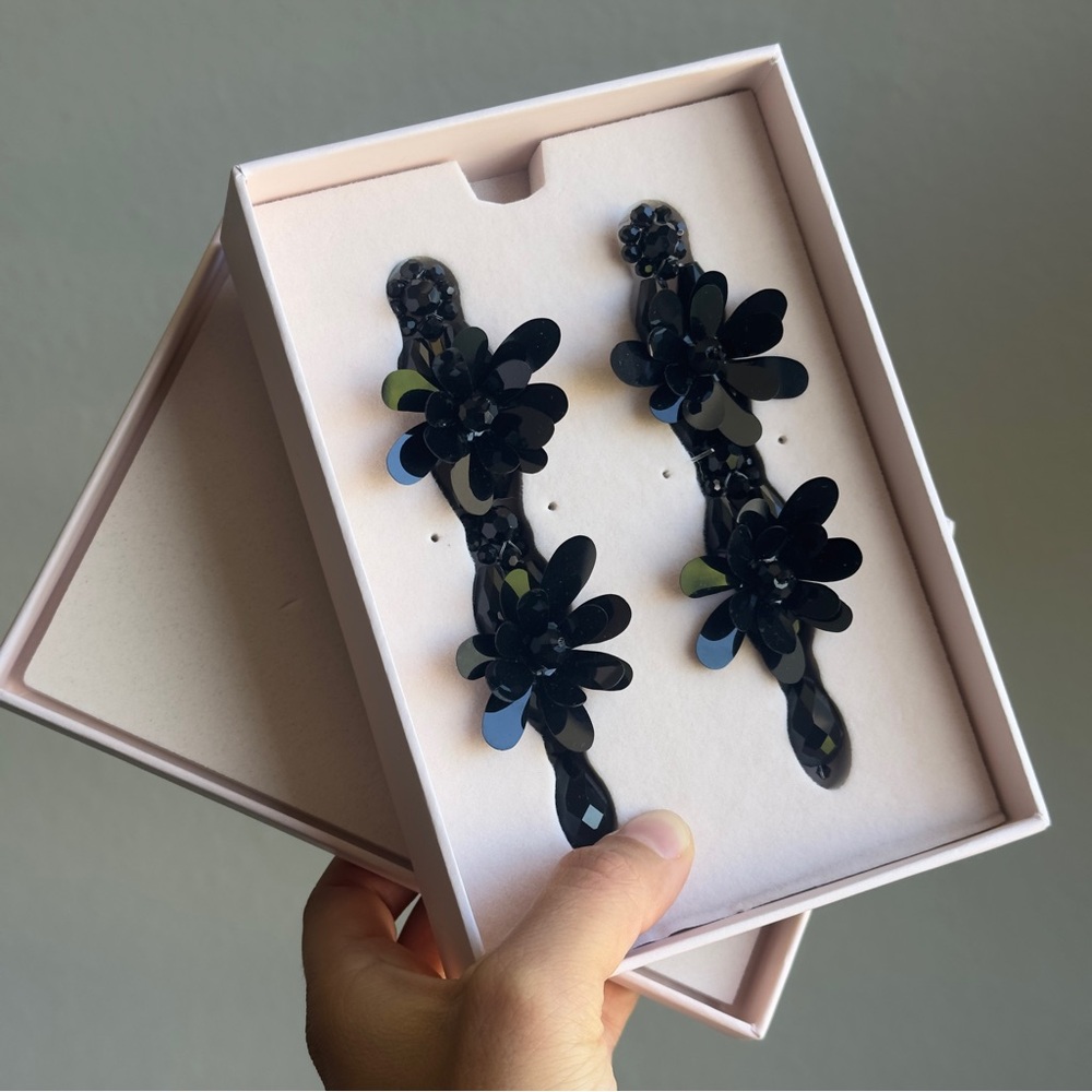 Simone Rocha x H&M black floral earrings